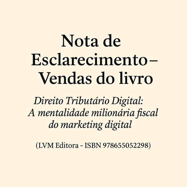 Nota de Esclarecimento – Vendas do livro