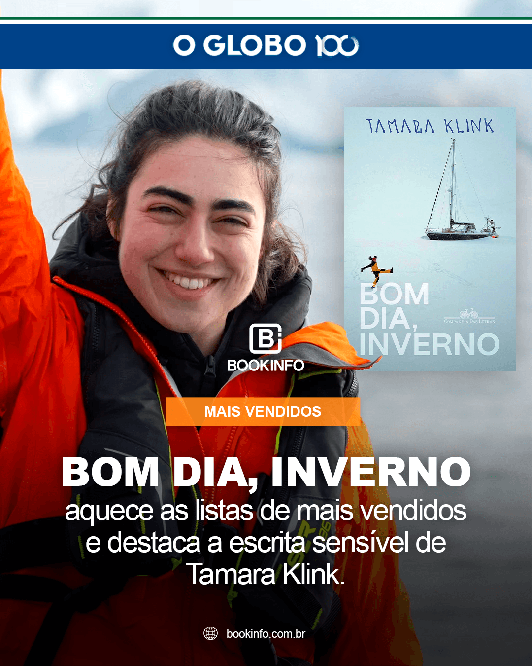 Tamara Klink conquista espaço entre os mais vendidos de O Globo com Bom dia, inverno.